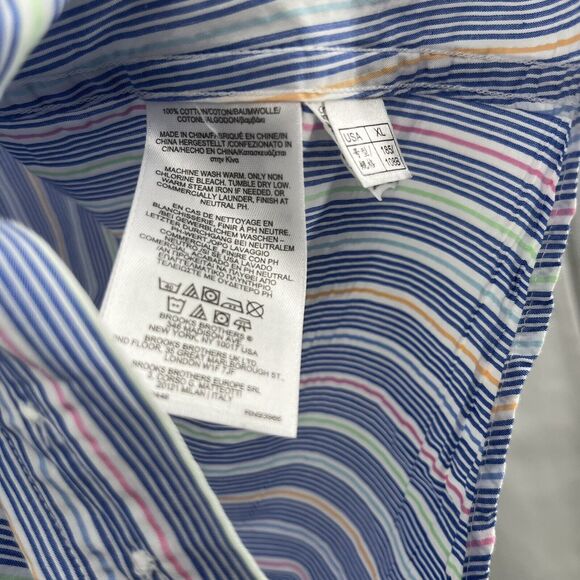 BROOKS BROTHERS Regent Mens XL Shirt Button-Down Multicolor Striped Colorblock - Picture 5 of 5